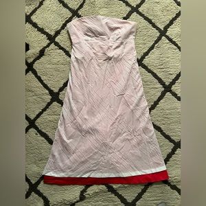 TSE SAY vintage strapless dress from late 90’s. size 8. white + red.